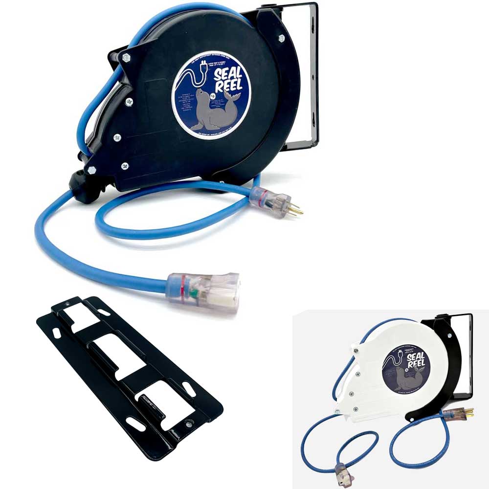 30ft 14/3 with 20 Amp Breaker Extension Cord Reel On Swivel Bracket